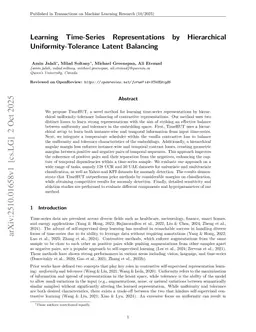 Learning Time-Series Representations by Hierarchical Uniformity-Tolerance Latent Balancing