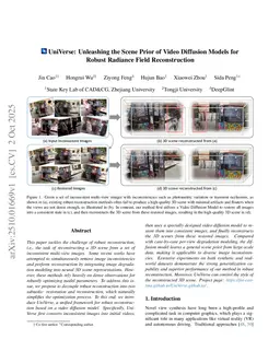 UniVerse: Unleashing the Scene Prior of Video Diffusion Models for Robust Radiance Field Reconstruction