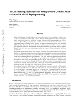 VirDA: Reusing Backbone for Unsupervised Domain Adaptation with Visual Reprogramming