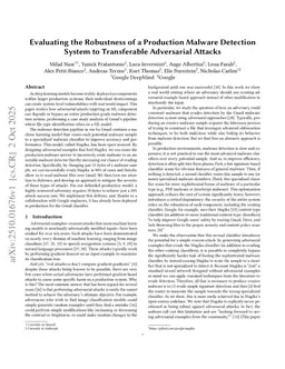 Evaluating the Robustness of a Production Malware Detection System to Transferable Adversarial Attacks
