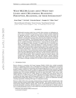 What MLLMs Learn about When they Learn about Multimodal Reasoning: Perception, Reasoning, or their Integration?