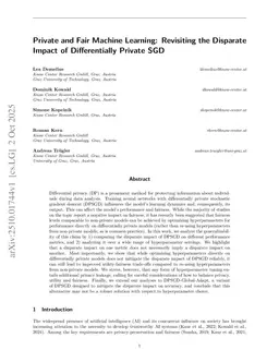 Private and Fair Machine Learning: Revisiting the Disparate Impact of Differentially Private SGD