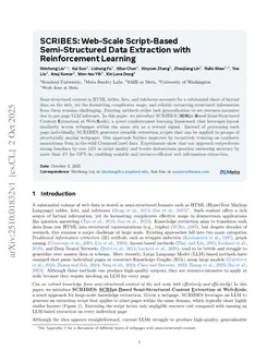 SCRIBES: Web-Scale Script-Based Semi-Structured Data Extraction with Reinforcement Learning