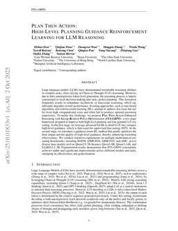 Plan Then Action:High-Level Planning Guidance Reinforcement Learning for LLM Reasoning