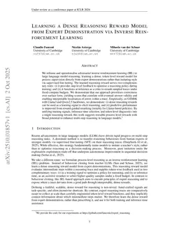Learning a Dense Reasoning Reward Model from Expert Demonstration via Inverse Reinforcement Learning