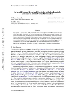Universal Dynamic Regret and Constraint Violation Bounds for Constrained Online Convex Optimization