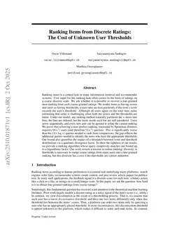 Ranking Items from Discrete Ratings: The Cost of Unknown User Thresholds