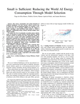 Small is Sufficient: Reducing the World AI Energy Consumption Through Model Selection