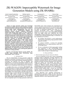 ZK-WAGON: Imperceptible Watermark for Image Generation Models using ZK-SNARKs