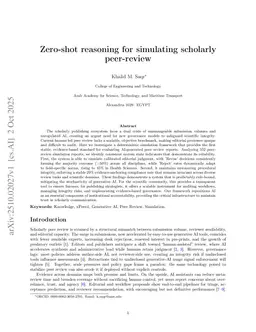 Zero-shot reasoning for simulating scholarly peer-review