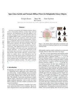 Spec-Gloss Surfels and Normal-Diffuse Priors for Relightable Glossy Objects