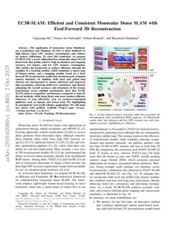 EC3R-SLAM: Efficient and Consistent Monocular Dense SLAM with Feed-Forward 3D Reconstruction