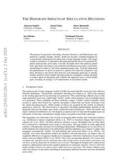 The Disparate Impacts of Speculative Decoding