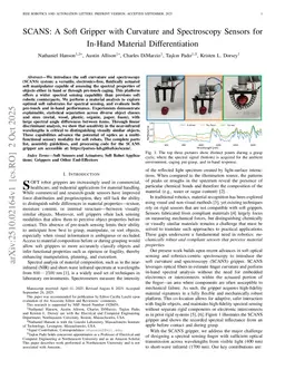SCANS: A Soft Gripper with Curvature and Spectroscopy Sensors for In-Hand Material Differentiation