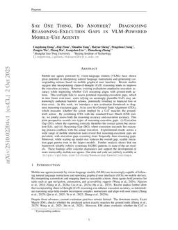 Say One Thing, Do Another? Diagnosing Reasoning-Execution Gaps in VLM-Powered Mobile-Use Agents