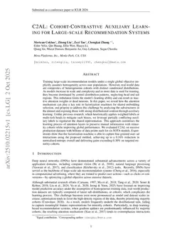 C2AL: Cohort-Contrastive Auxiliary Learning for Large-scale Recommendation Systems