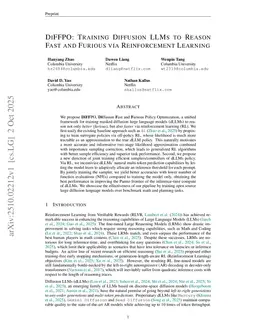 DiFFPO: Training Diffusion LLMs to Reason Fast and Furious via Reinforcement Learning