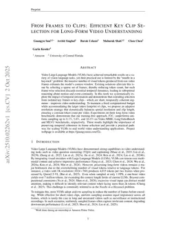 From Frames to Clips: Training-free Adaptive Key Clip Selection for Long-Form Video Understanding