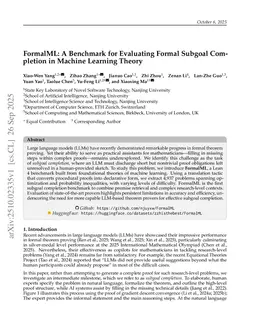 FormalML: A Benchmark for Evaluating Formal Subgoal Completion in Machine Learning Theory