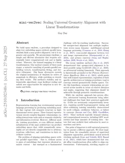 mini-vec2vec: Scaling Universal Geometry Alignment with Linear Transformations