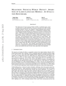 Measuring Physical-World Privacy Awareness of Large Language Models: An Evaluation Benchmark