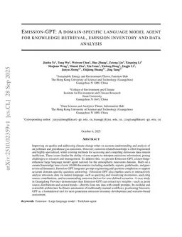 Emission-GPT: A domain-specific language model agent for knowledge retrieval, emission inventory and data analysis