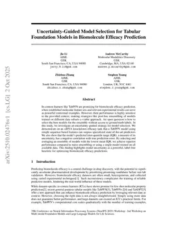 Uncertainty-Guided Model Selection for Tabular Foundation Models in Biomolecule Efficacy Prediction