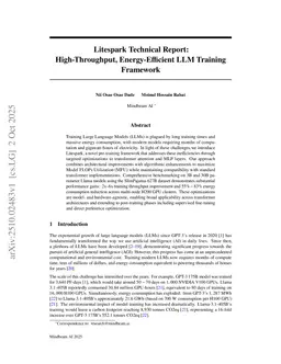 Litespark Technical Report: High-Throughput, Energy-Efficient LLM Training Framework