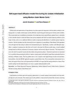 Self-supervised diffusion model fine-tuning for costate initialization using Markov chain Monte Carlo