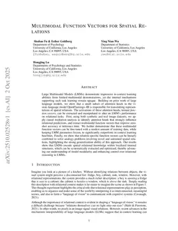 Multimodal Function Vectors for Spatial Relations