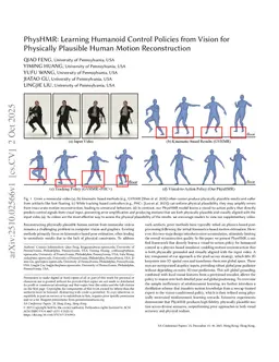 PhysHMR: Learning Humanoid Control Policies from Vision for Physically Plausible Human Motion Reconstruction