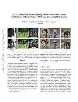PEO: Training-Free Aesthetic Quality Enhancement in Pre-Trained Text-to-Image Diffusion Models with Prompt Embedding Optimization