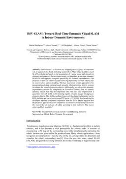 RSV-SLAM: Toward Real-Time Semantic Visual SLAM in Indoor Dynamic Environments