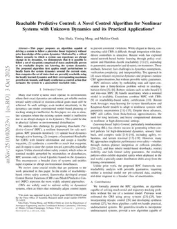Reachable Predictive Control: A Novel Control Algorithm for Nonlinear Systems with Unknown Dynamics and its Practical Applications