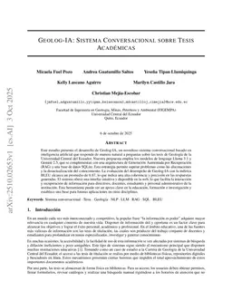 Geolog-IA: Conversational System for Academic Theses