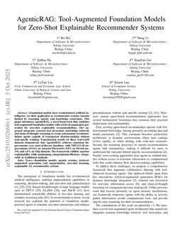 AgenticRAG: Tool-Augmented Foundation Models for Zero-Shot Explainable Recommender Systems