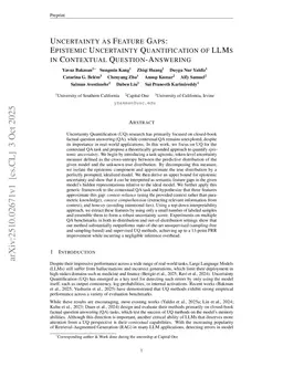 Uncertainty as Feature Gaps: Epistemic Uncertainty Quantification of LLMs in Contextual Question-Answering