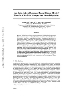 Can Data-Driven Dynamics Reveal Hidden Physics? There Is A Need for Interpretable Neural Operators