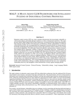 MALF: A Multi-Agent LLM Framework for Intelligent Fuzzing of Industrial Control Protocols