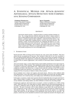 A Statistical Method for Attack-Agnostic Adversarial Attack Detection with Compressive Sensing Comparison