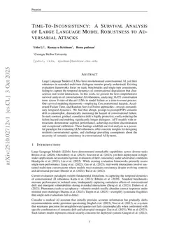 Time-To-Inconsistency: A Survival Analysis of Large Language Model Robustness to Adversarial Attacks