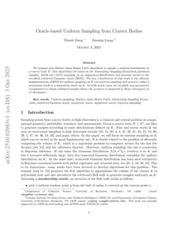 Oracle-based Uniform Sampling from Convex Bodies