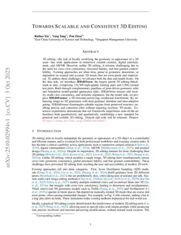 Towards Scalable and Consistent 3D Editing