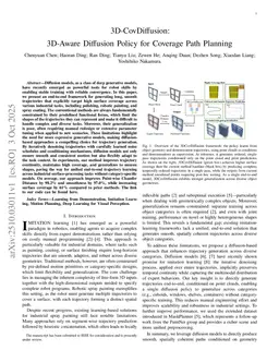 3D-CovDiffusion: 3D-Aware Diffusion Policy for Coverage Path Planning