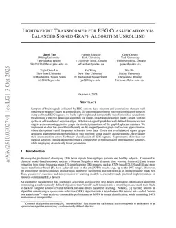 Lightweight Transformer for EEG Classification via Balanced Signed Graph Algorithm Unrolling