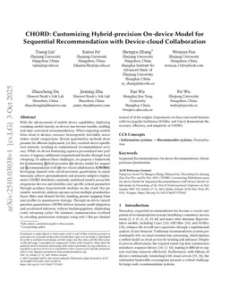 CHORD: Customizing Hybrid-precision On-device Model for Sequential Recommendation with Device-cloud Collaboration