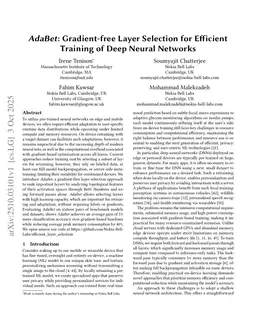 AdaBet: Gradient-free Layer Selection for Efficient Training of Deep Neural Networks