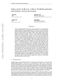 Simulation to Rules: A Dual-VLM Framework for Formal Visual Planning