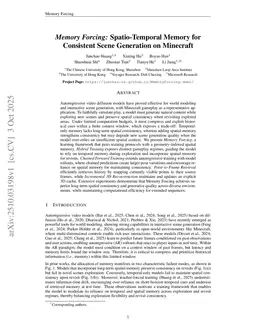 Memory Forcing: Spatio-Temporal Memory for Consistent Scene Generation on Minecraft