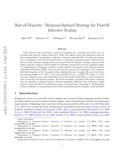 Best-of-Majority: Minimax-Optimal Strategy for Pass@$k$ Inference Scaling